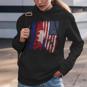 Cambodia USA Flag - Half American Hoodie