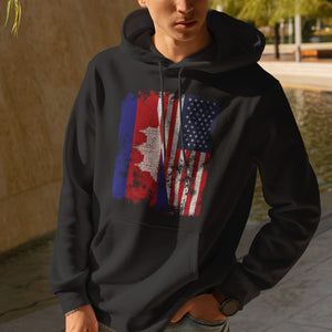 Cambodia USA Flag - Half American Hoodie
