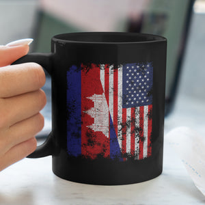 Cambodia USA Flag - Half American Mug