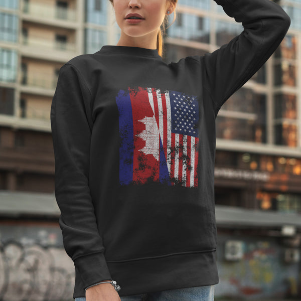 Cambodia USA Flag - Half American Sweatshirt