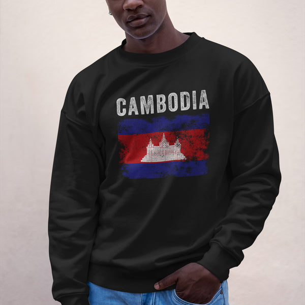 Cambodia Flag Distressed Cambodian Flag Sweatshirt