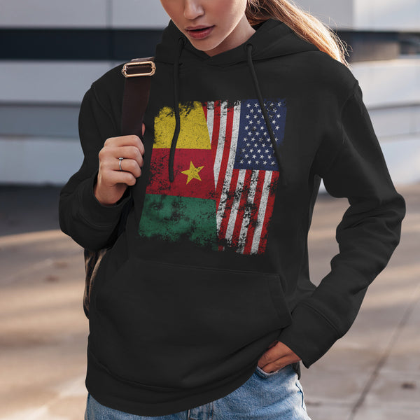 Cameroon USA Flag - Half American Hoodie