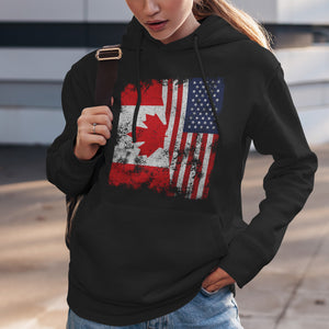 Canada USA Flag - Half American Hoodie