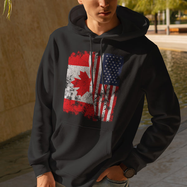 Canada USA Flag - Half American Hoodie