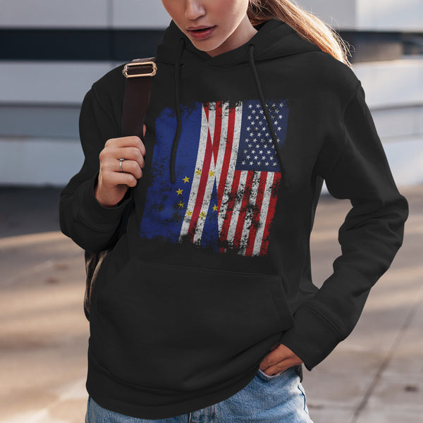 Cape Verde USA Flag - Half American Hoodie