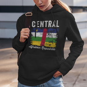 Central African Republic Flag Distressed Hoodie