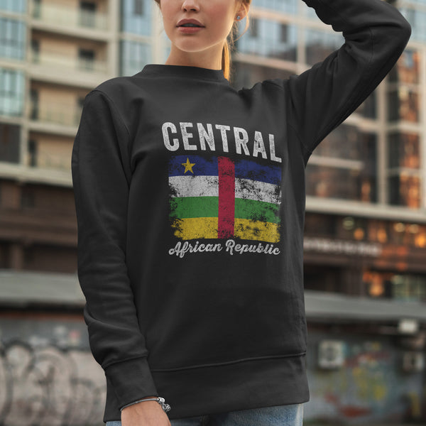 Central African Republic Flag Distressed Sweatshirt