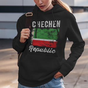 Chechen Republic Flag Distressed Hoodie