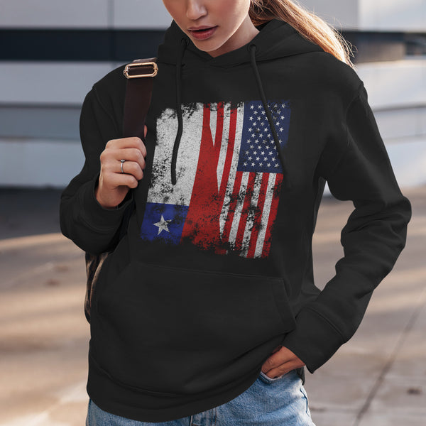 Chile USA Flag - Half American Hoodie