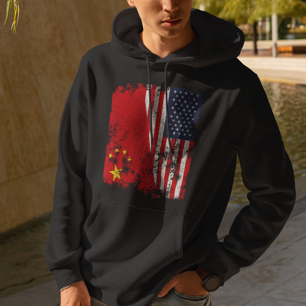 China USA Flag - Half American Hoodie