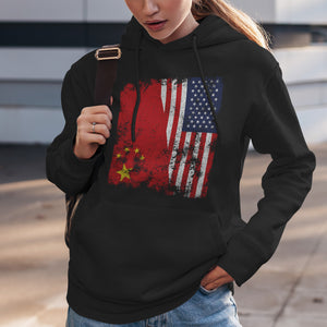 China USA Flag - Half American Hoodie