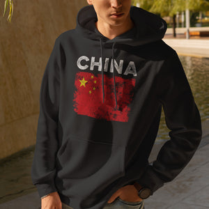 China Flag Distressed - Chinese Flag Hoodie