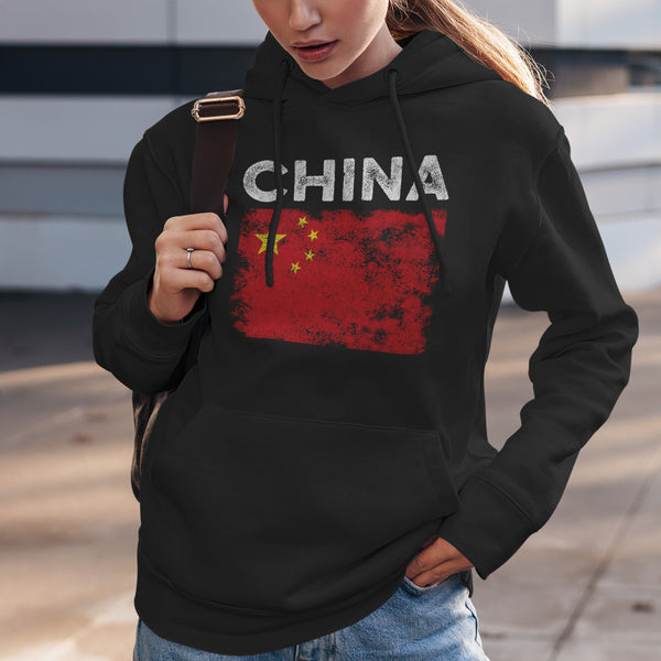 China Flag Distressed - Chinese Flag Hoodie