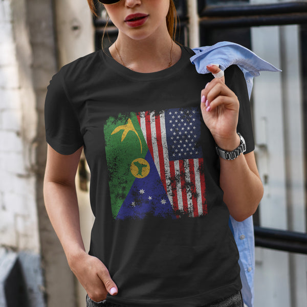 Christmas Island USA Flag Half American T-Shirt