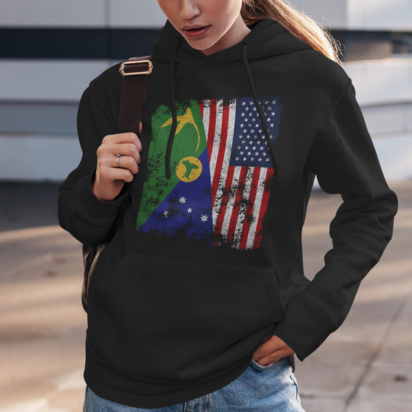 Christmas Island USA Flag Half American Hoodie