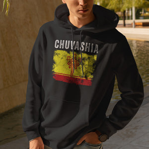 Chuvashia Flag Distressed - Chuvash Flag Hoodie