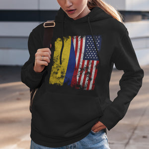 Colombia USA Flag - Half American Hoodie