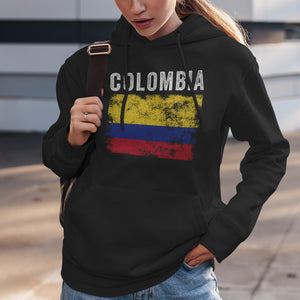 Colombia Flag Distressed Colombian Flag Hoodie