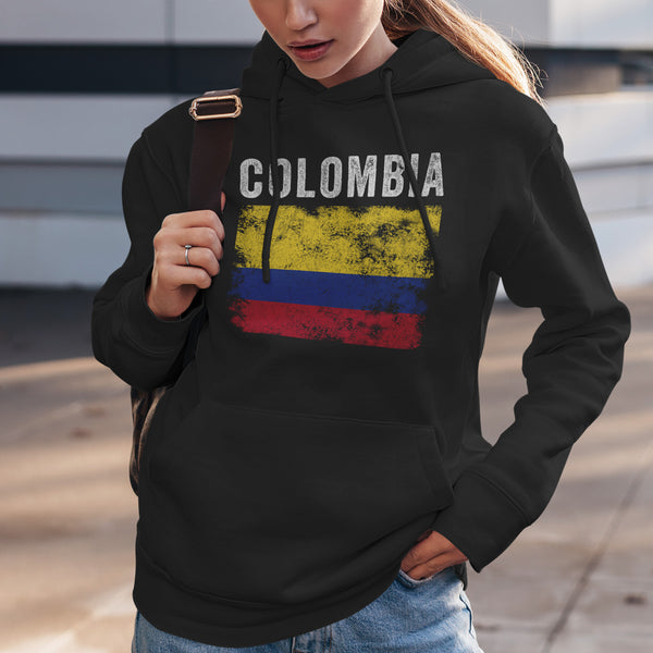 Colombia Flag Distressed Colombian Flag Hoodie