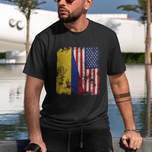 Colombia USA Flag - Half American T-Shirt