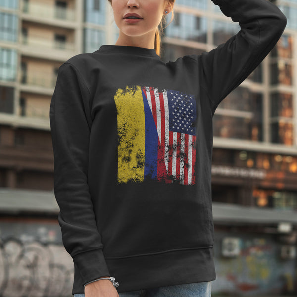 Colombia USA Flag - Half American Sweatshirt