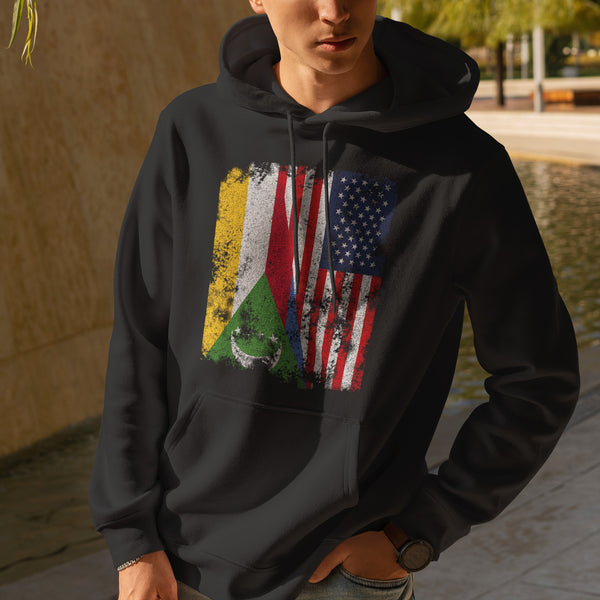 Comoros USA Flag - Half American Hoodie