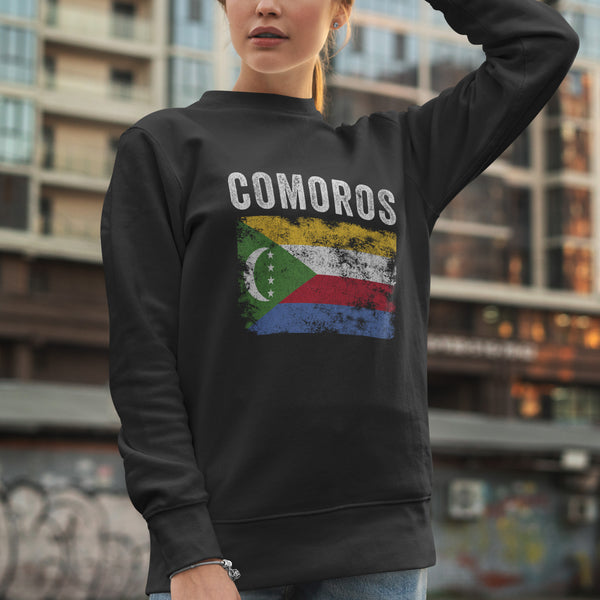 Comoros Flag Distressed - Comoran Flag Sweatshirt