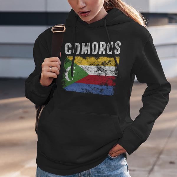 Comoros Flag Distressed - Comoran Flag Hoodie