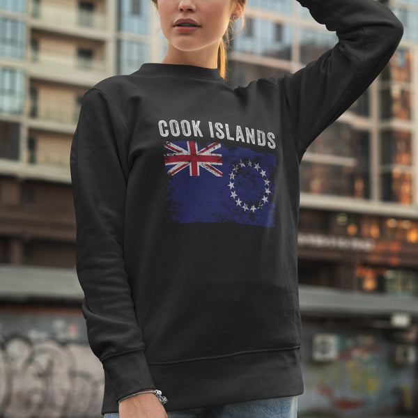 Cook Islands Flag Distressed Sweatshirt