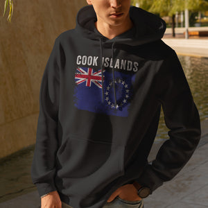 Cook Islands Flag Distressed Hoodie