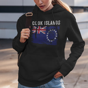 Cook Islands Flag Distressed Hoodie