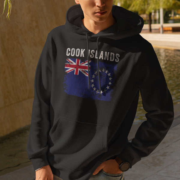 Cook Islands Flag Distressed Hoodie