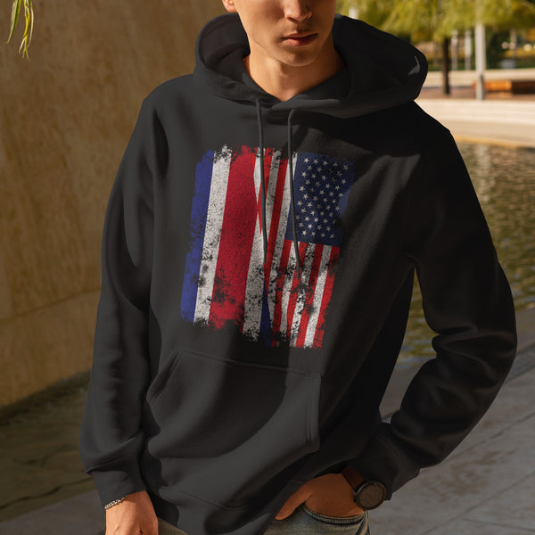 Costa Rica USA Flag - Half American Hoodie