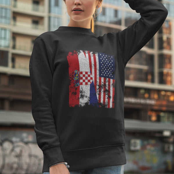 Croatia USA Flag - Half American Sweatshirt