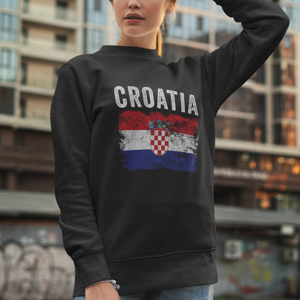 Croatia Flag Distressed - Croatian Flag Sweatshirt