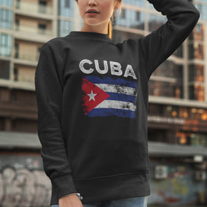 Cuba Flag Distressed - Cuban Flag Sweatshirt