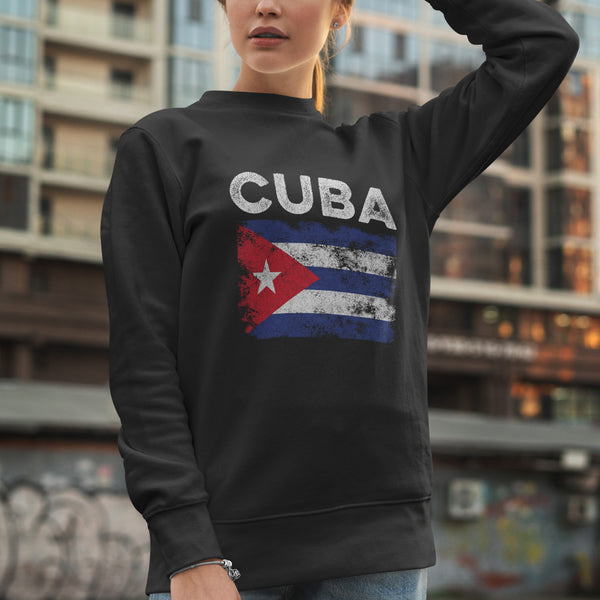 Cuba Flag Distressed - Cuban Flag Sweatshirt