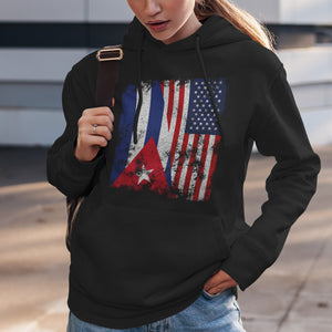 Cuba USA Flag - Half American Hoodie