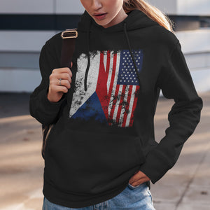 Czech Republic USA Flag - Half American Hoodie