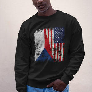 Czech Republic USA Flag - Half American Sweatshirt