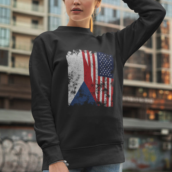 Czech Republic USA Flag - Half American Sweatshirt