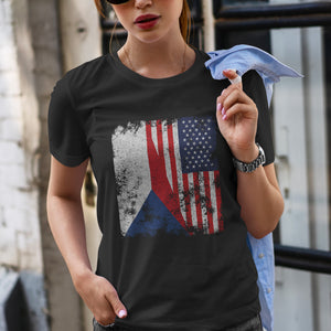 Czech Republic USA Flag - Half American T-Shirt