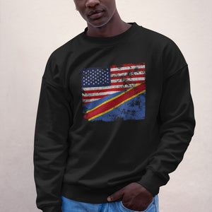 Democratic Republic of the Congo USA Flag Sweatshirt