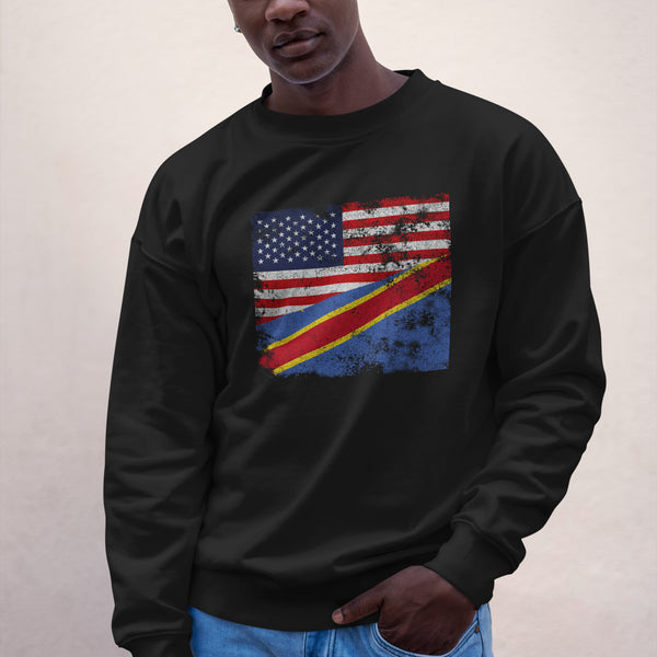 Democratic Republic of the Congo USA Flag Sweatshirt