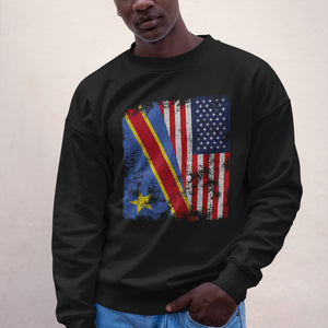 Democratic Republic of Congo USA Flag Sweatshirt Black / S