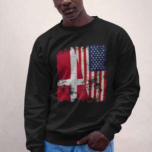 Denmark USA Flag - Half American Sweatshirt
