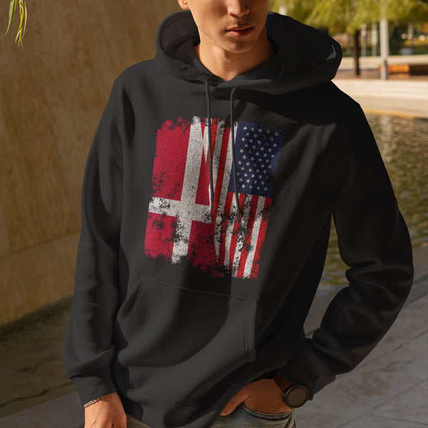 Denmark USA Flag - Half American Hoodie