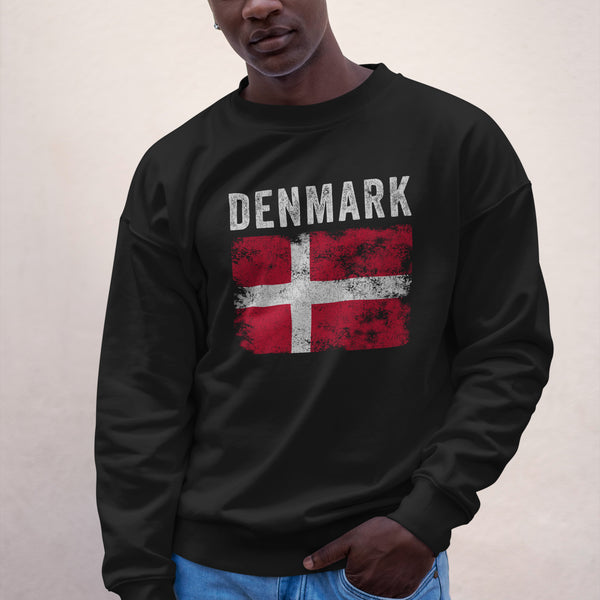 Denmark Flag Distressed - Danish Flag Sweatshirt