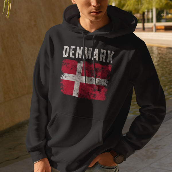 Denmark Flag Distressed - Danish Flag Hoodie