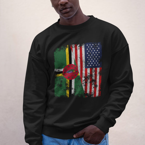 Dominica USA Flag - Half American Sweatshirt